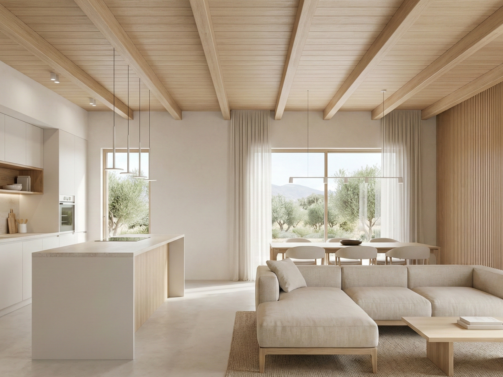 bright living room kitchen